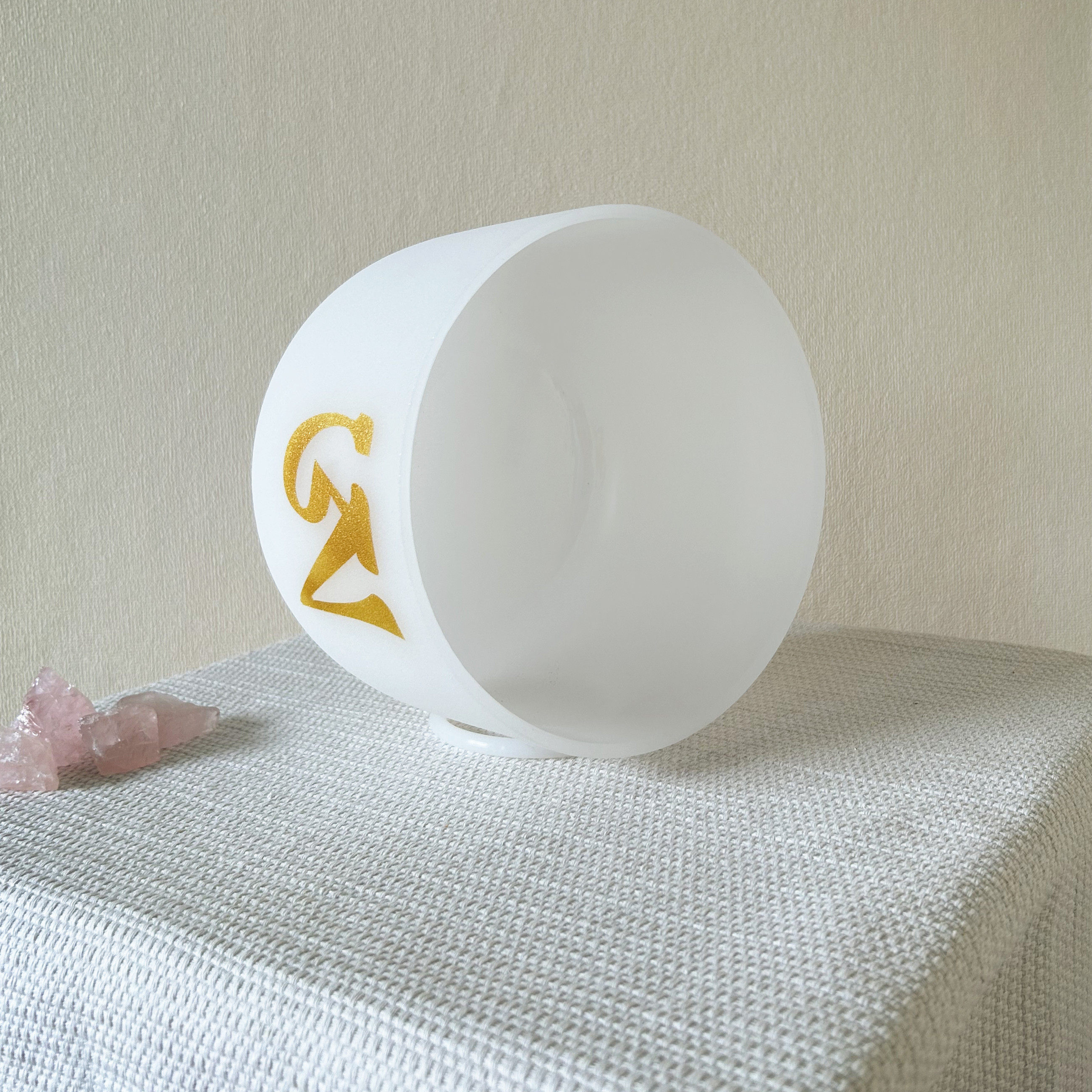 frosted white crystal singing bowl  #YS0064